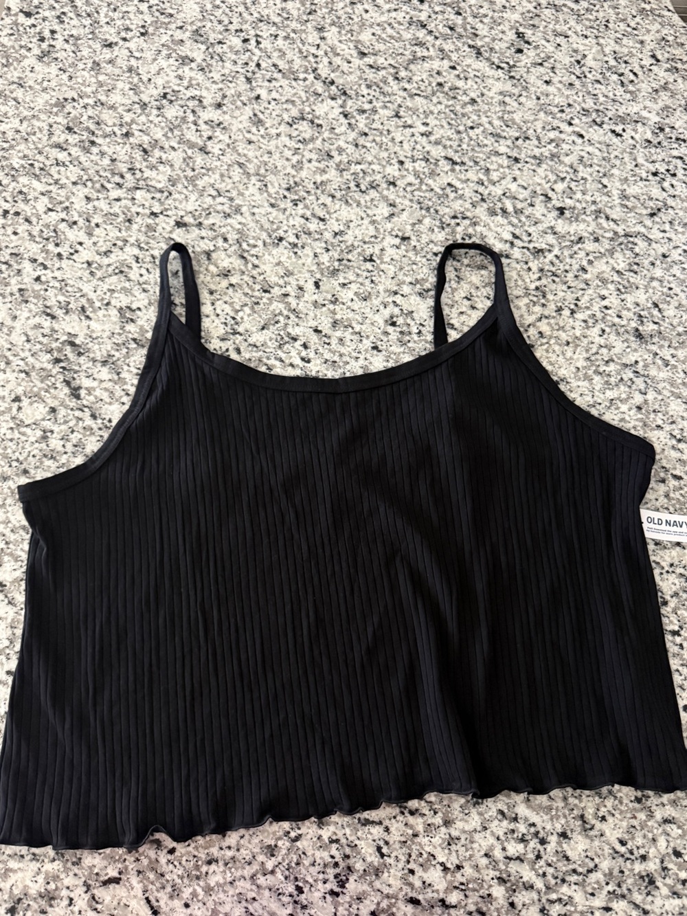 Old Navy Fitted Cropped Rib-Knit Cami Top for Women Black 4X